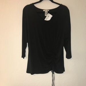 Black 3/4 Slv Tee Tie Detail 3X Sweet Lindsey BNWT